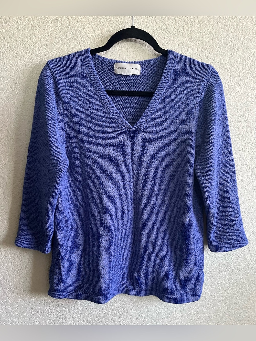Woven V-Neck Indigo Top